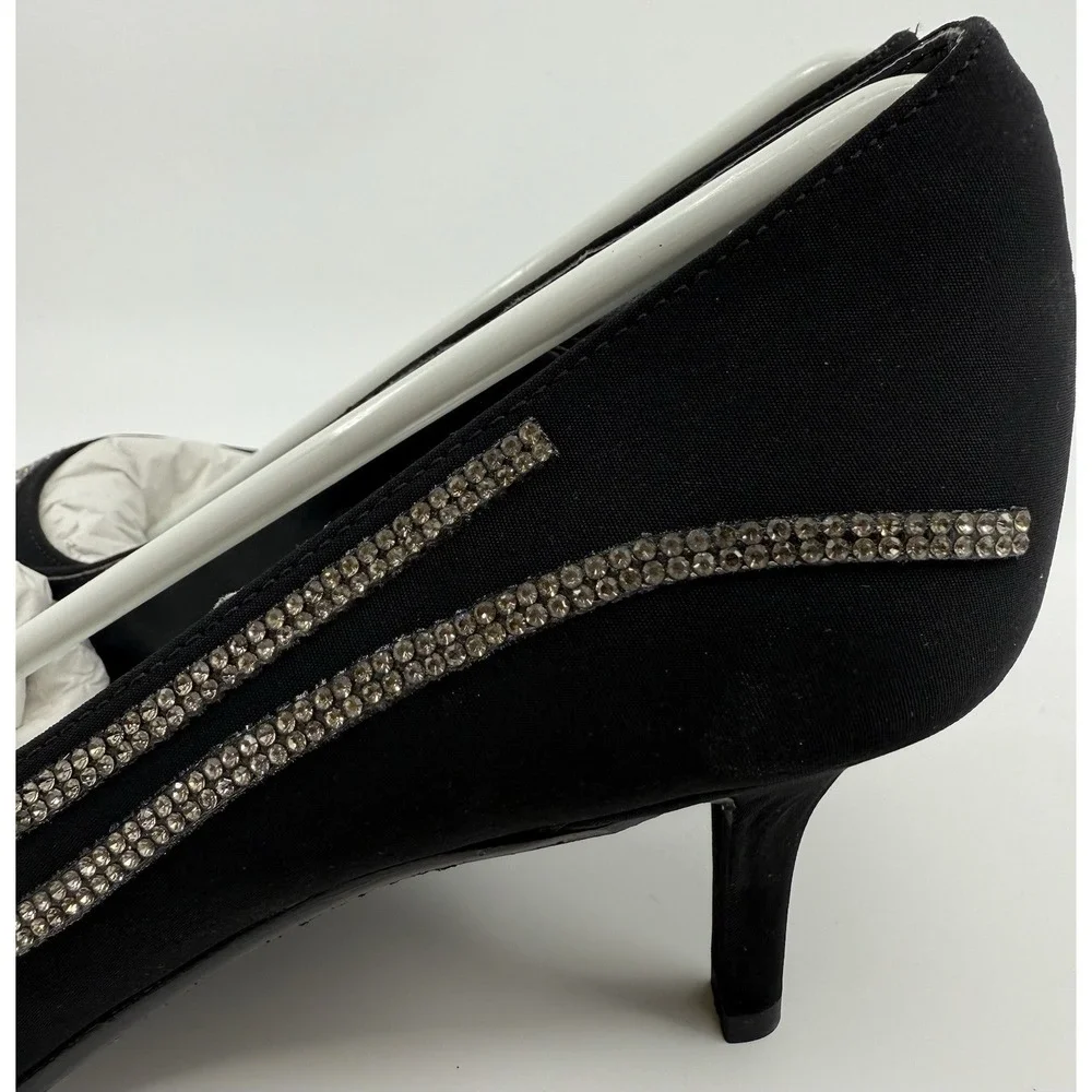 Caparros Shoes Ladies Dress Shoes‎ Black Rhinestone Faille Platforms Sz 8.5 NIB
